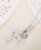 Cross Pendant Necklace with Zirconia Charm