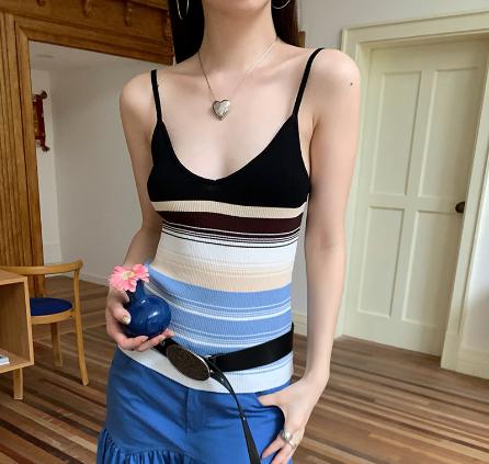 Slim Fit Backless Spaghetti Strap Knit Tank Top