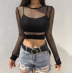 Women's Mesh Long Sleeve Crop Top