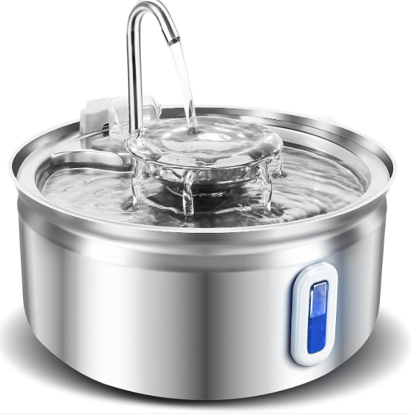 Stainless Steel Pet Water Fountain 3.2L Ultra-Quiet Automatic Cat Dog Drinking Dispenser with Faucet Spout