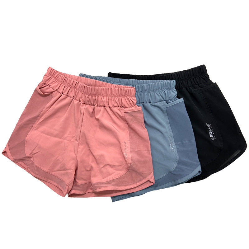 Women's High Waist Quick Dry Mesh Sports Shorts with Pockets