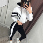 Striped Hoodie and Crop Top Two-Piece Set | Streetwear