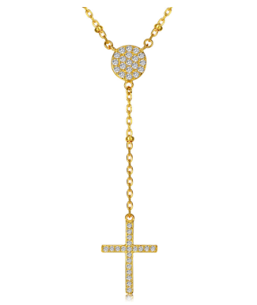 Rosary Cross Charm Necklace