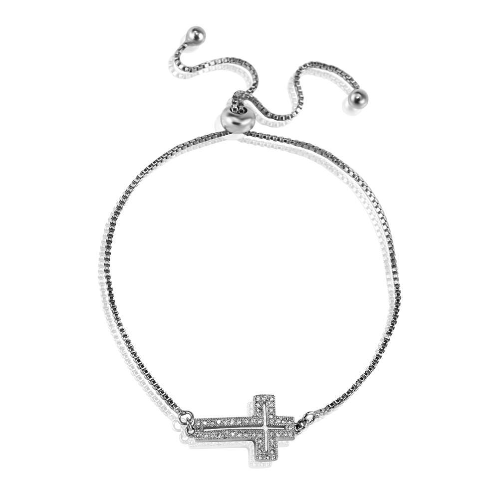 Silver Cross Adjustable Bolo Bracelet