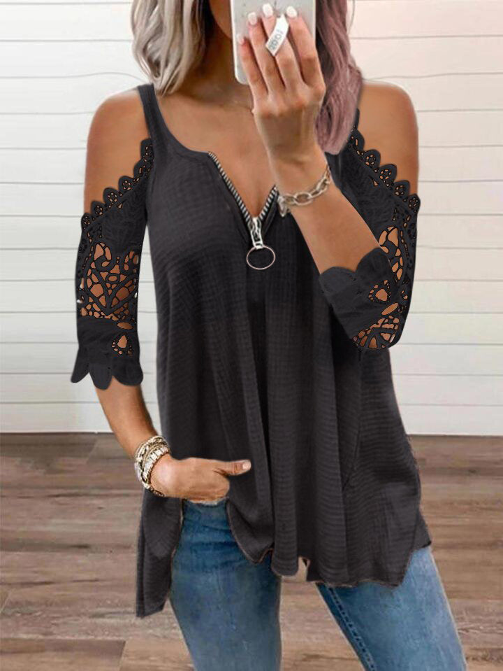 Fashionable Women's Halter Lace Sleeve Tank Top