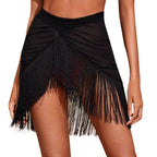 Fringe Mesh Beach Cover-Up Skirt