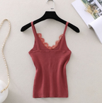 Knit Base Shirt, Lace V-Neck Camisole Top