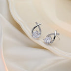 Alloy Crystal Crossover Stud Earrings