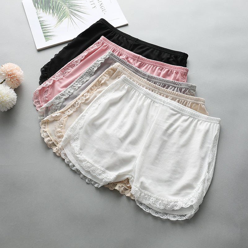Women's Fashion Lace Trim Bottoming Shorts