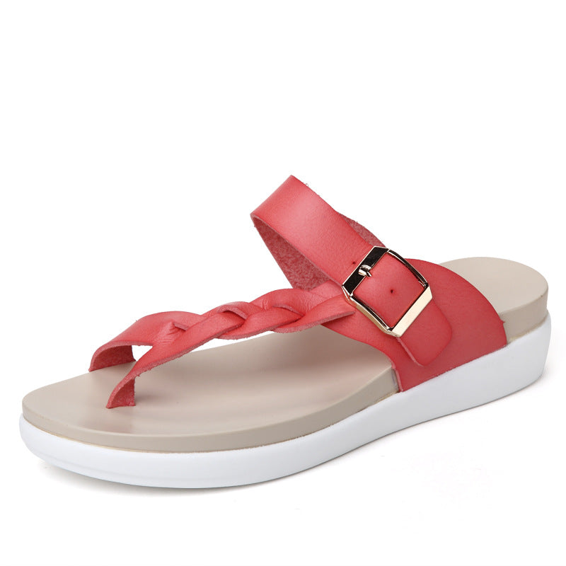 Flat Strap Sandals with Thong Design