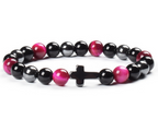 Colorful Tigereye Cross Agate Bracelet