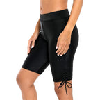 Solid Color Mid-Length Swim Shorts for Women