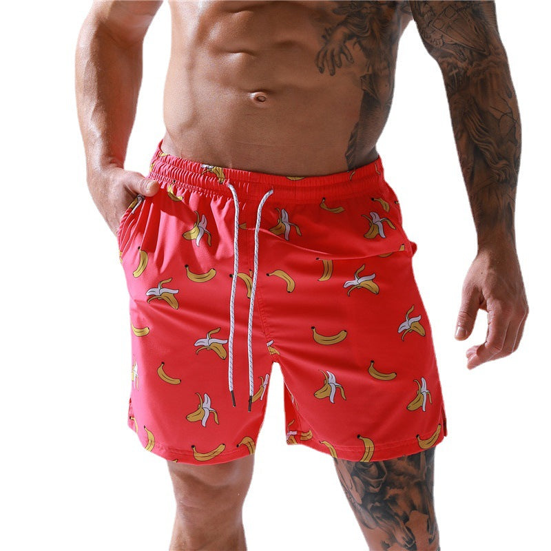 Men's Banana Print Swim Trunks
