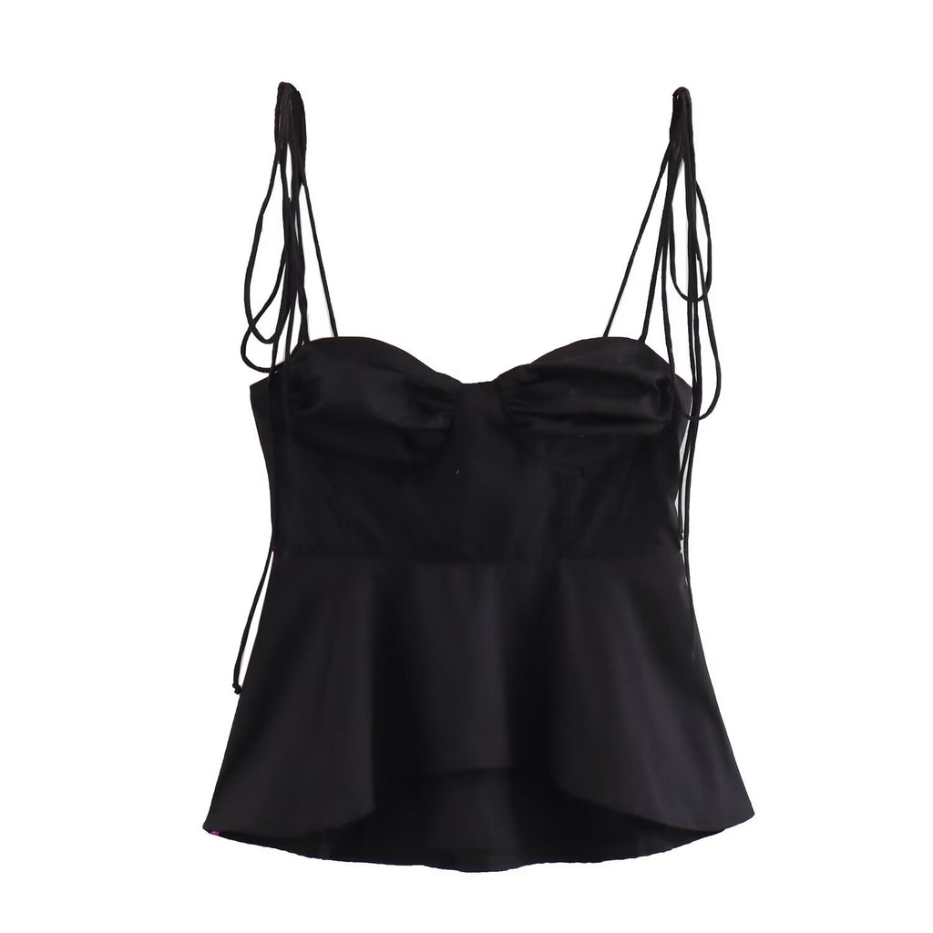 Satin Bustier Peplum Cami Top