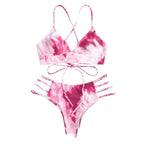 Tie-Dye Braided Strappy Bikini Set