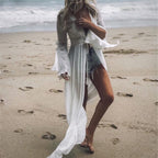 Bamboo Fabric Cover-Up with Flare Sleeves and Open Back