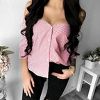 2019 New European-American Striped Camisole Blouse
