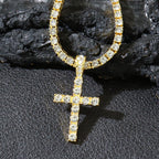 Hip Hop Rhinestone Cross Pendant Necklace