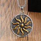 Stainless Steel Sun Medallion Pendant Necklace