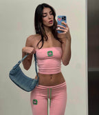 Embroidered Tube Top & Trousers Set