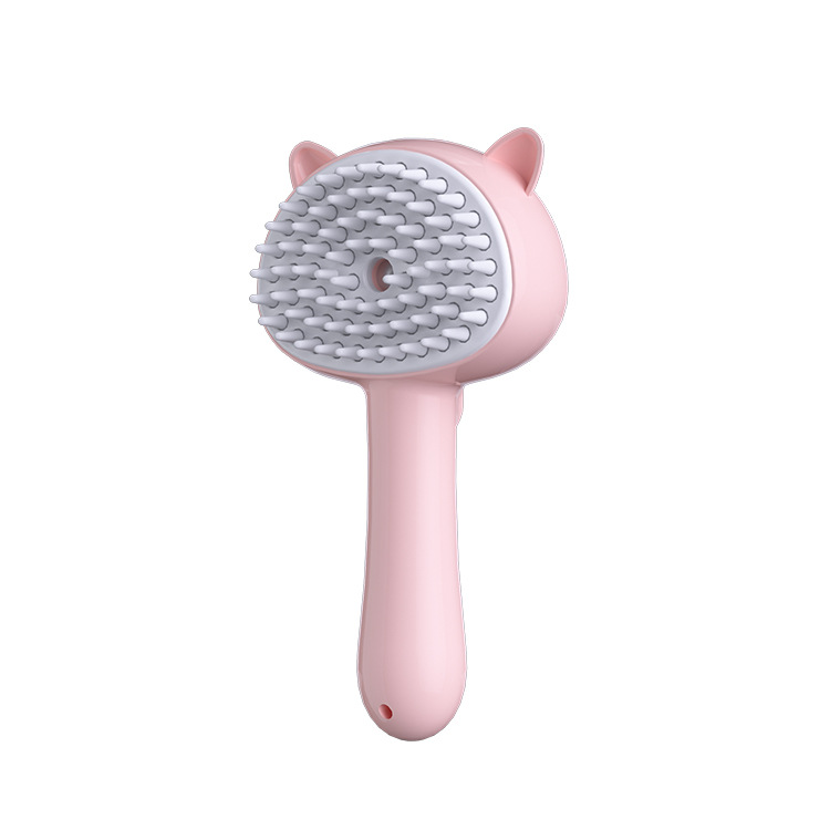 Cat Grooming Brush with Mist Silicone Bristle Deshedding Brush for Cats and Dogs, Gentle Massage Detangling Grooming Comb, Cute Cat Ear Design