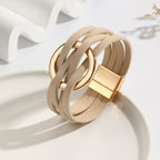 Cross Leather Women's Multi-Layer Cuff Bracelet