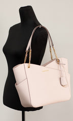 Michael Kors Jet Set Large Powder Blush X Cross Chain Shoulder Tote Handbag