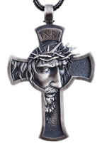 Jesus Face INRI Cross Pendant Necklace