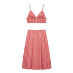 Striped Crop Top & Midi Skirt Set