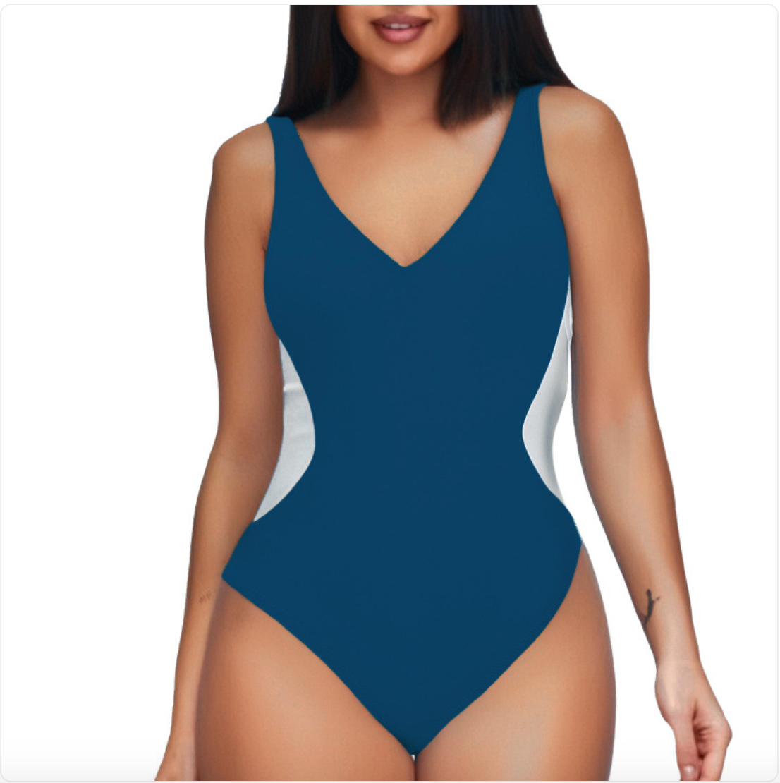 Deep V Colorblock One-Piece Swimsuit