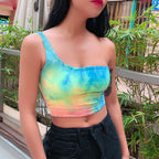 Tie-Dye One-Shoulder Sexy Crop Top Tank