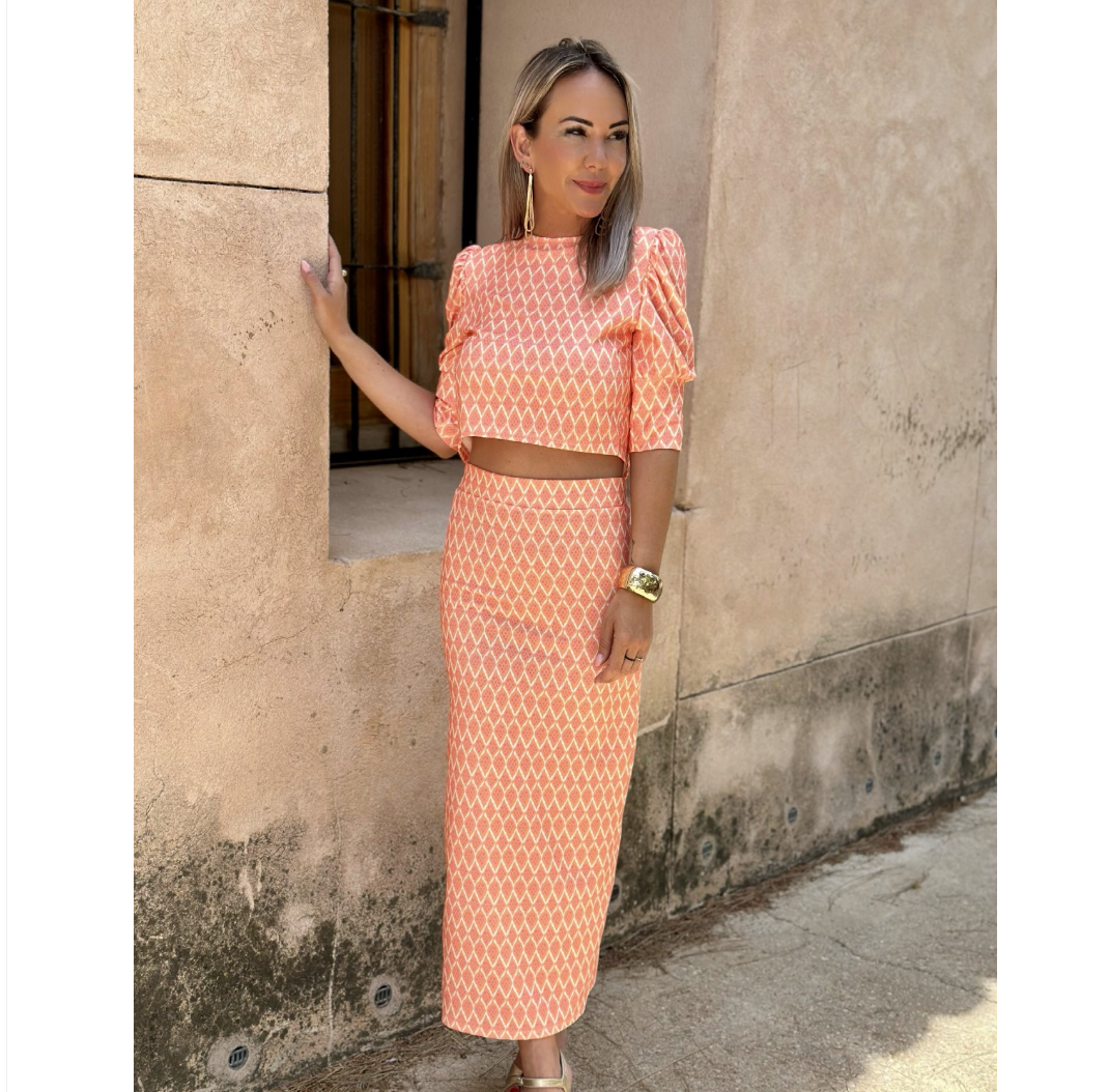 Floral Cropped Top & Slit Skirt Set