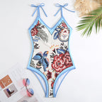 Floral One-Piece Swimsuit with Sarong