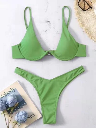 Black Underwire Triangle Bikini Set