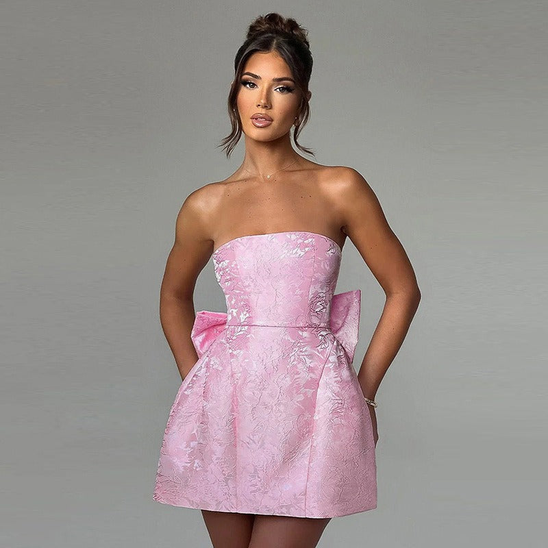 Tube Top Bow Mini Dress