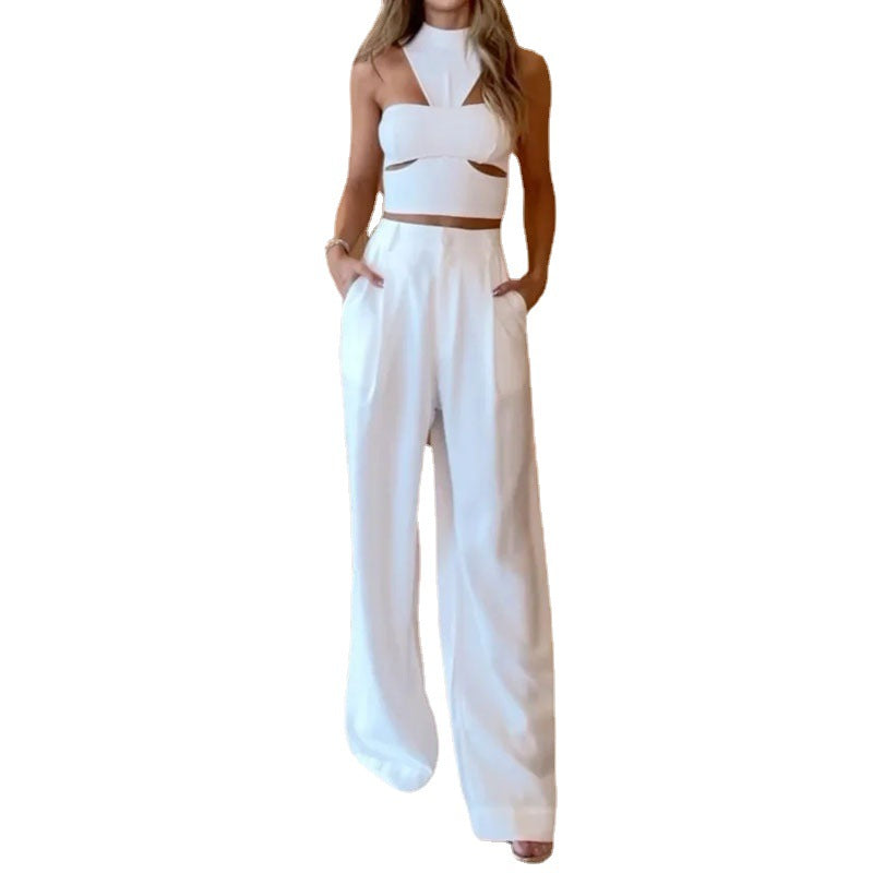 2023 Women's Summer Set with Halter Top and Wide Pants