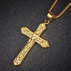 Jesus Cross Crucifix Pendant Necklace - Titanium Steel