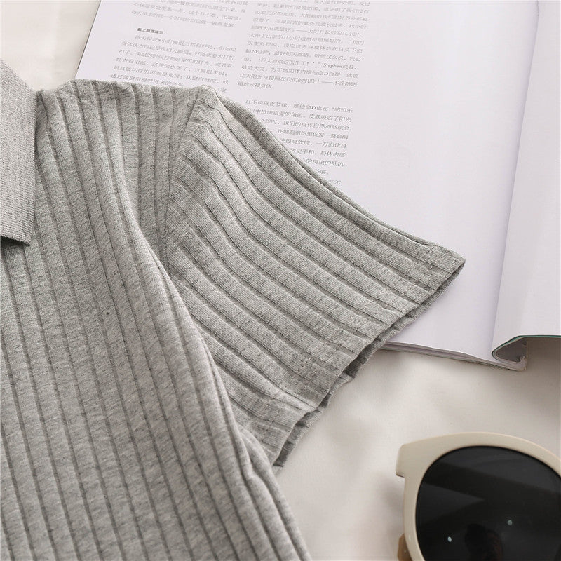 Striped Women's Zipper Crop Top - Vintage Harajuku Style
