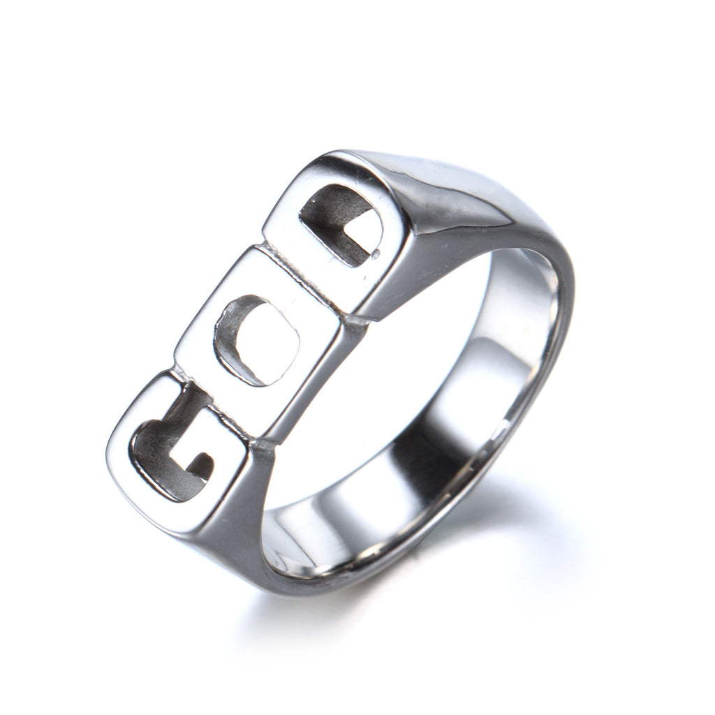 Stainless Steel GOD Letter Ring | Christian Jewelry