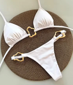 Red Gold Ring Triangle Bikini Set