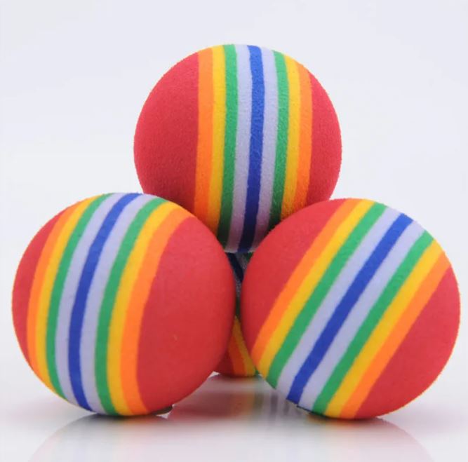 Rainbow Foam Cat Balls, Soft EVA Lightweight Bouncy Play Balls for Cats & Kittens, Colorful Interactive Chase & Pounce Toy, 3.5cm, Multipack