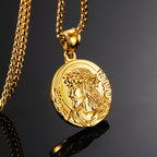 Men's Jesus Round Pendant Necklace | Christian Jewelry