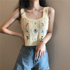 2021 Summer Slim Fit Embroidered Floral Camisole