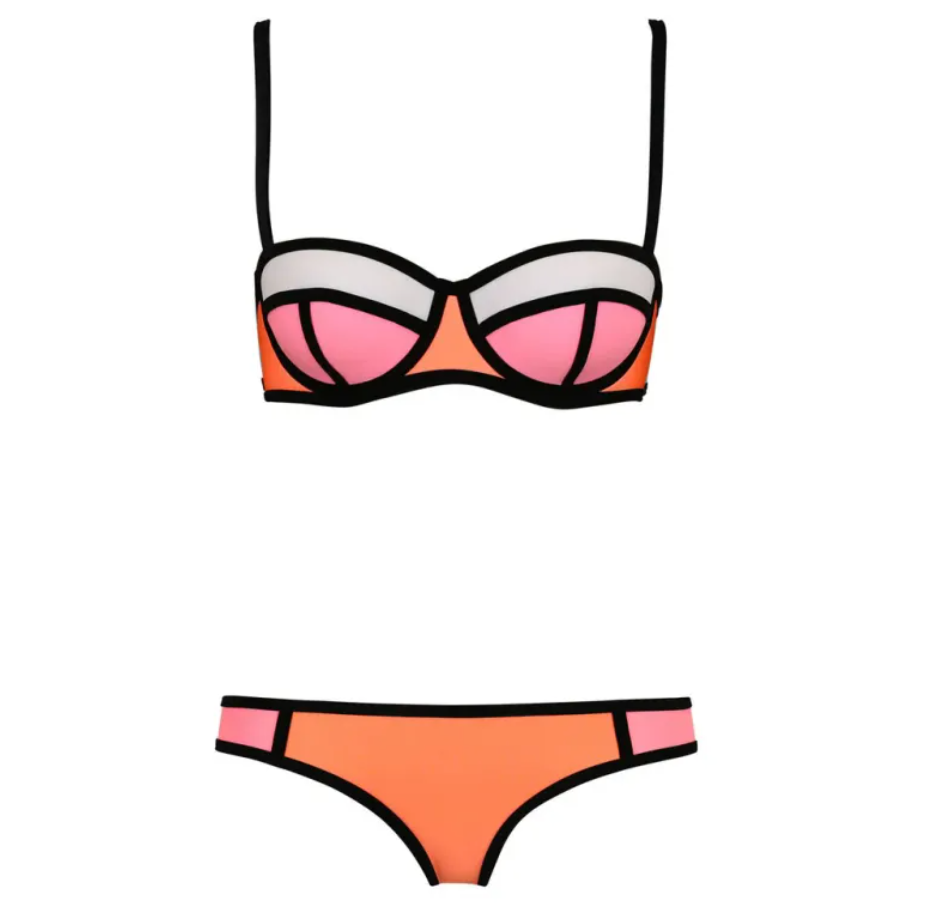 Colorblock Neoprene Bikini Set