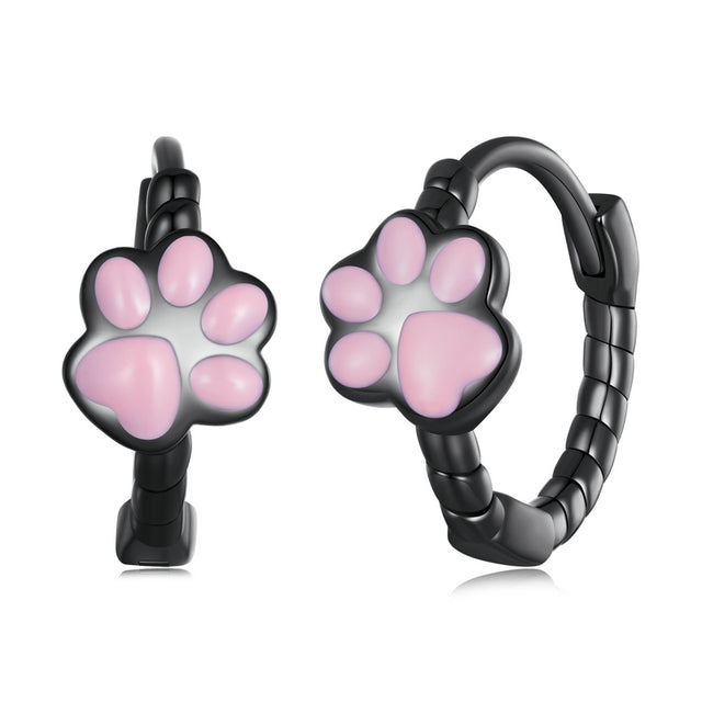 Cat Paw Print Hoop Earrings