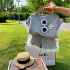 Girls Cotton Short Sleeve Shorts Set - Summer Style