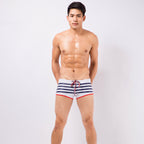 Men's Striped Drawstring Swim Trunks