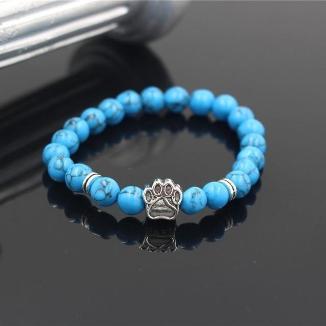 Lava Stone Dog Paw Heart Bead Bracelet