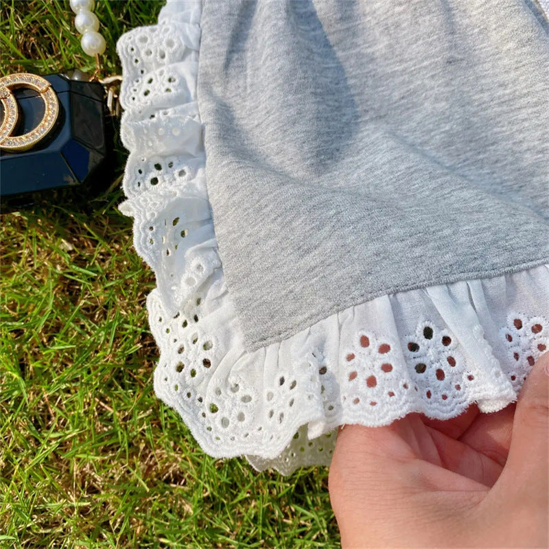 Girls Cotton Short Sleeve Shorts Set - Summer Style