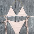 Rhinestone Lace Tie-Side Bikini